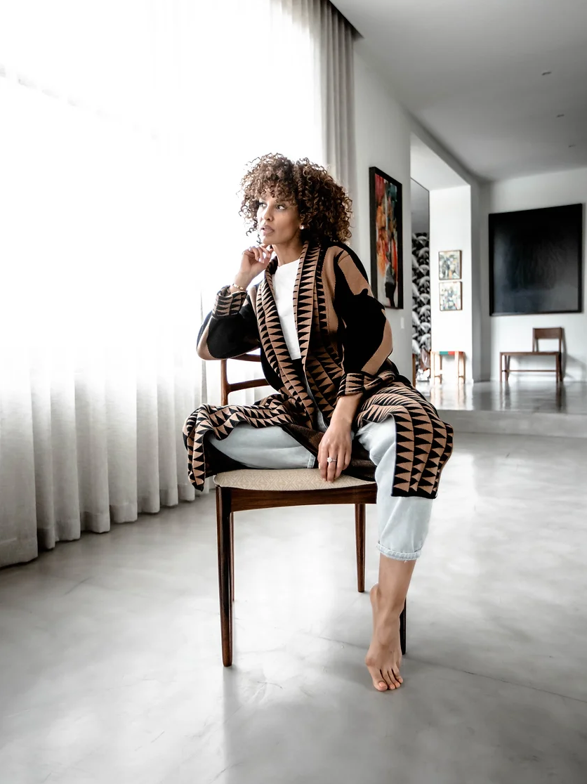 Graphic Cinnamon Coat