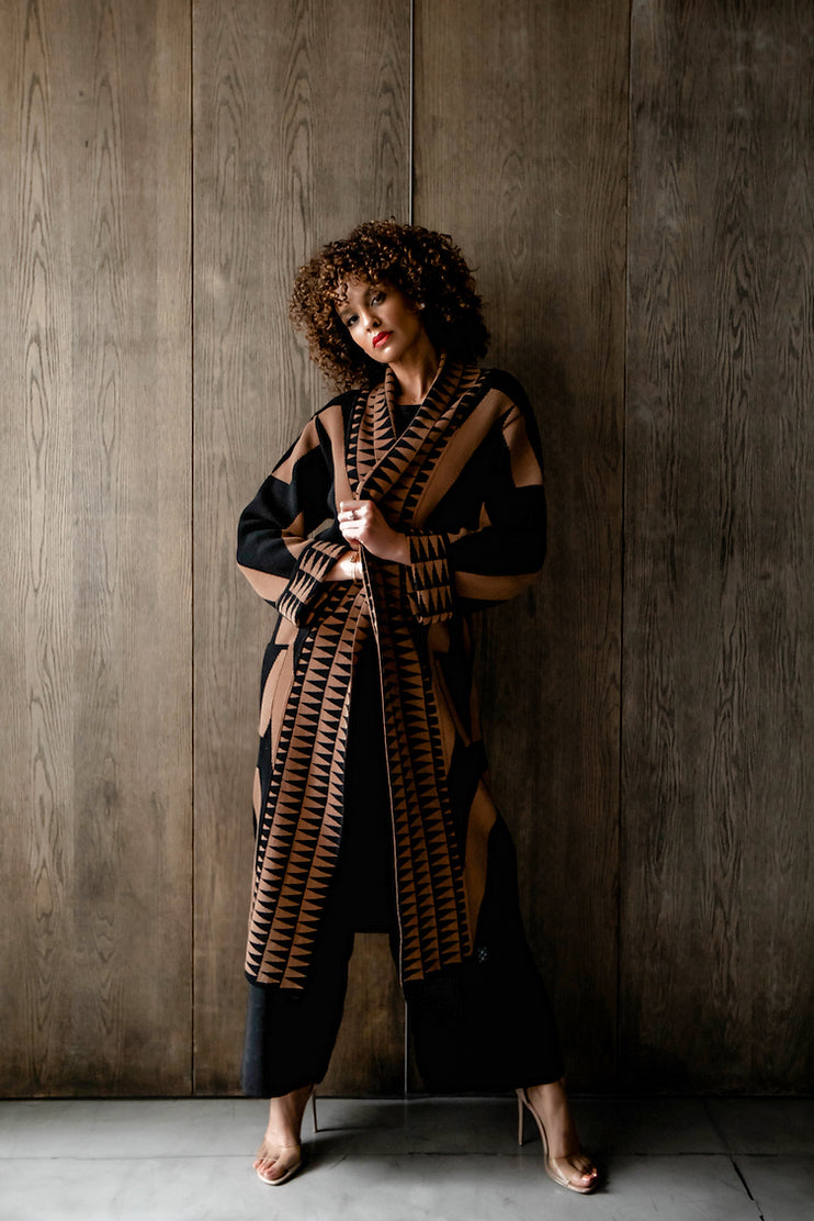 Graphic Cinnamon Coat