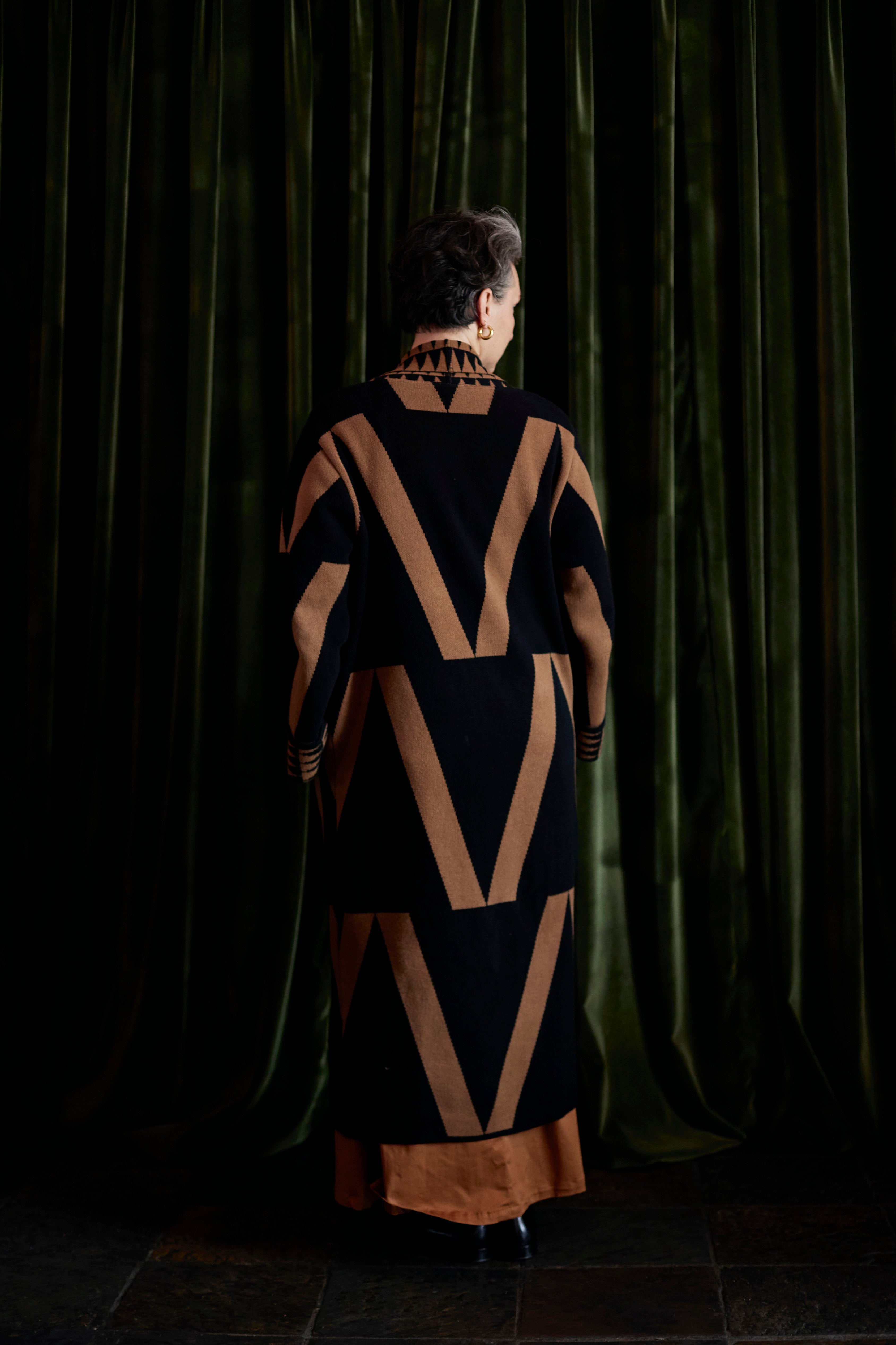 Graphic Cinnamon Coat