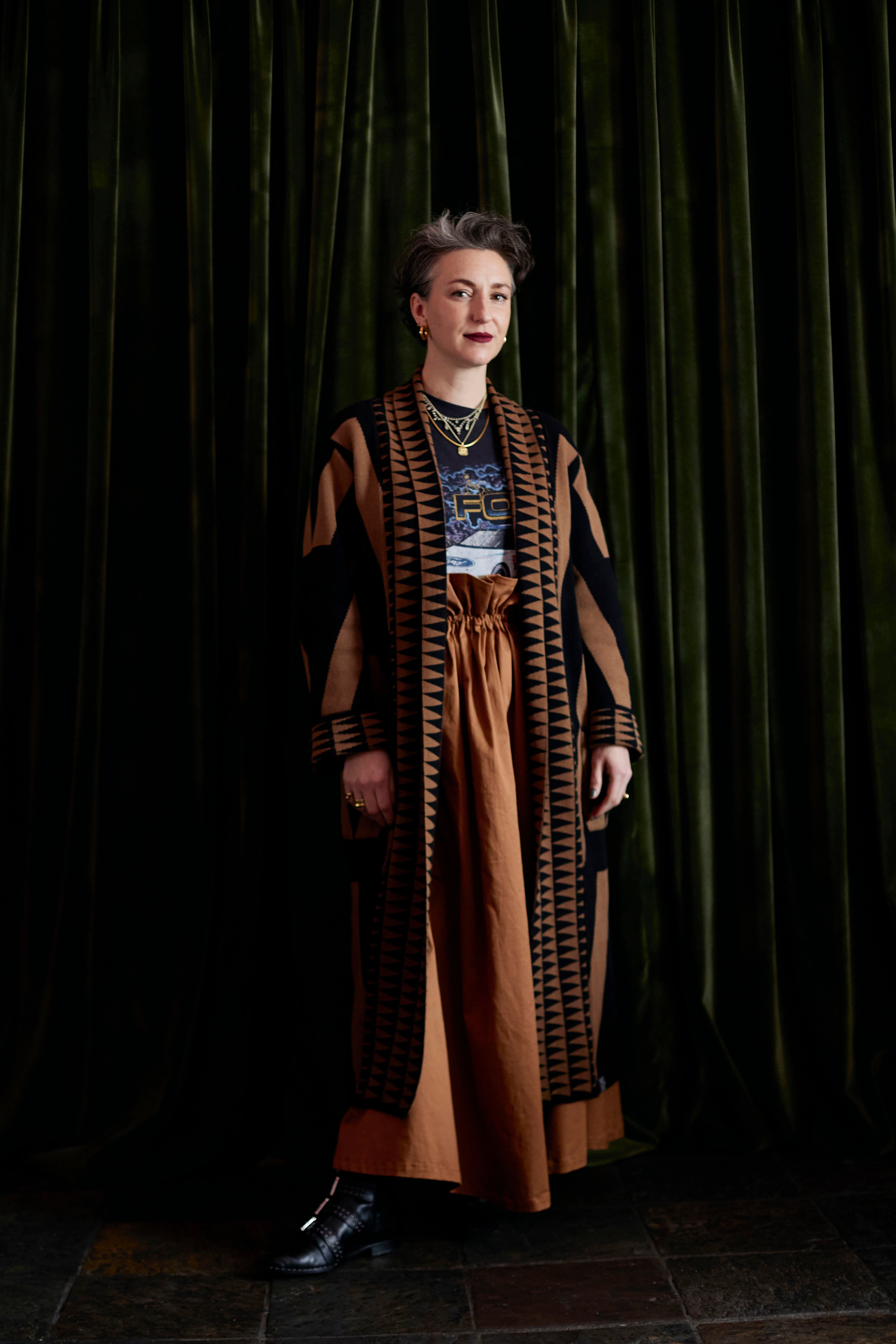 Graphic Cinnamon Coat