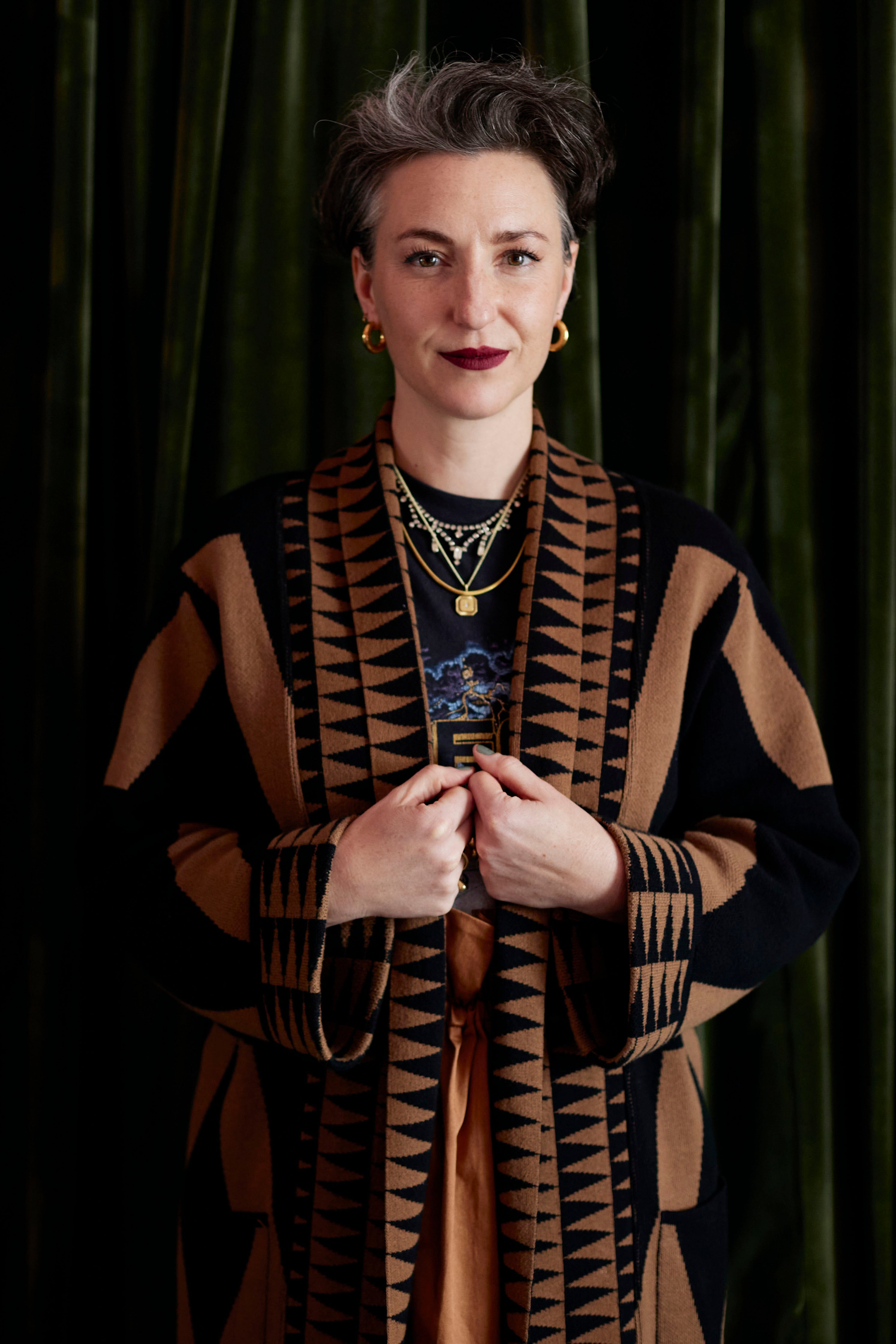Graphic Cinnamon Coat