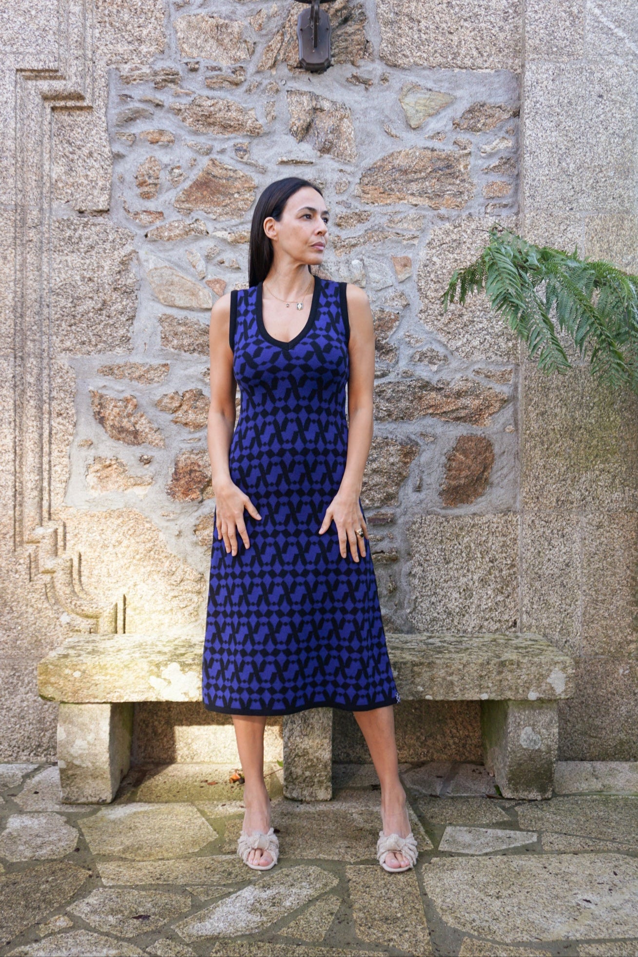 Sleeveless Cobalt V-Neck Dress